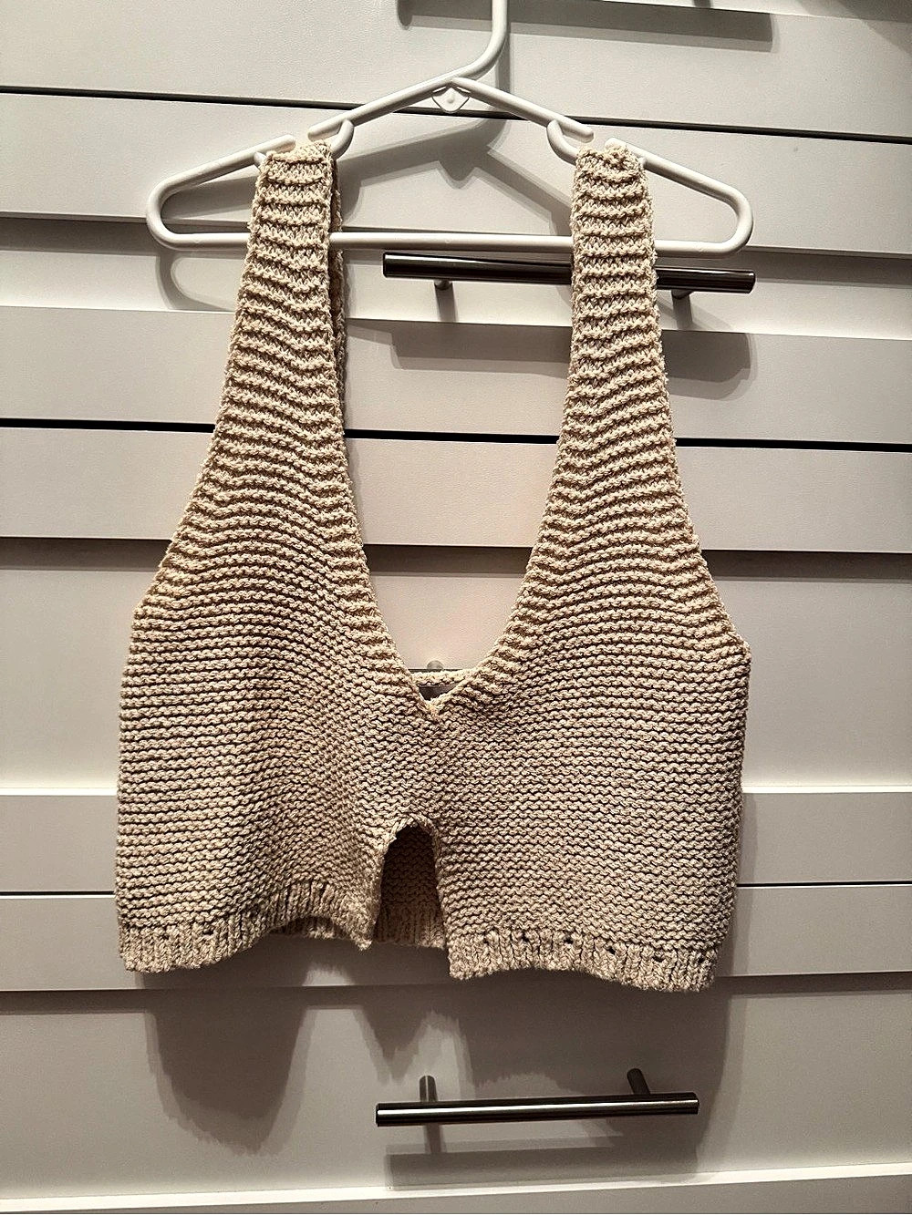 ZARA Knit Crop Tank Top in Beige Size Medium Like New